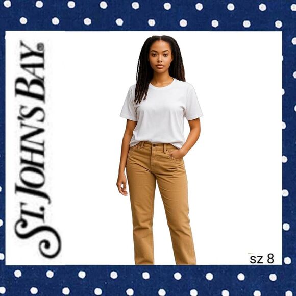 St. John's Bay Tan Corduroy Straight Leg Pants Jeans - Picture 1 of 14